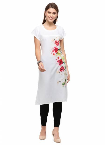 Pure White Colour RYN New Designer Daily Wear Rayon Women Kurti Collection RYN-VT106